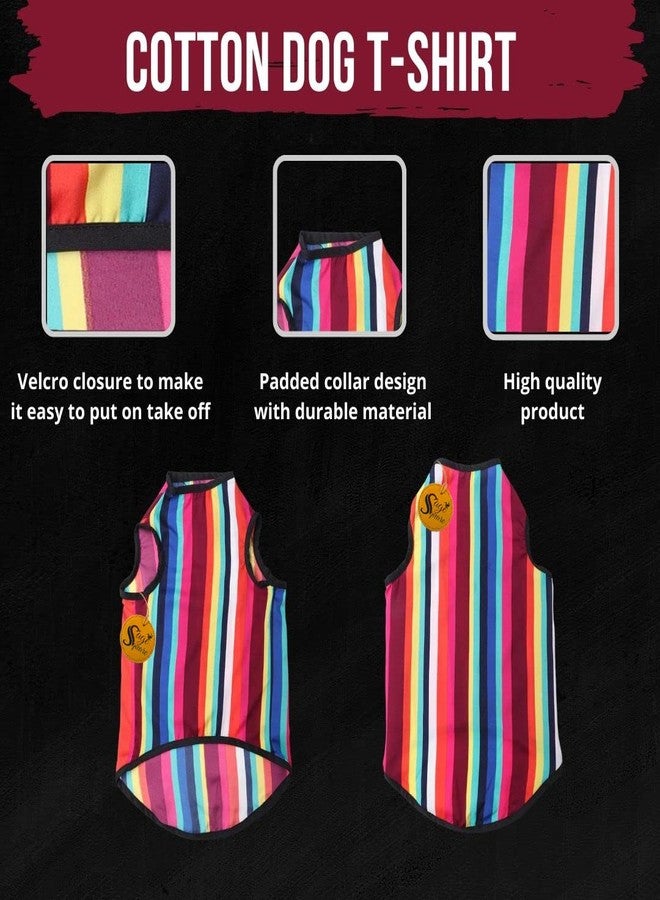 Sage Square Funky Soft Material Dog T-Shirt | Cool/Funky Print Pet | Soft Light Weight | Comfortable & Breathable Dog Clothing | Trendy Vest Outfit (XLarge - 24 inch) (Colorfull Stripes Print) - Image 5